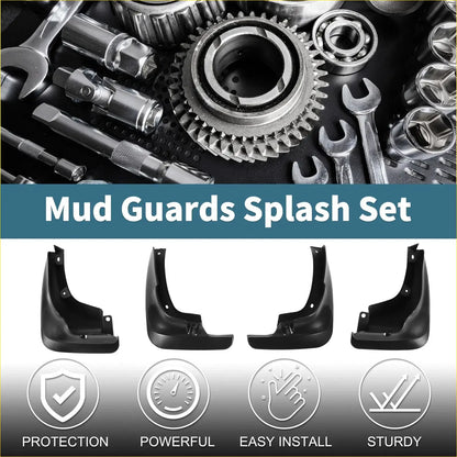 Black plastic mud flaps splash guards set for toyota carina e corona 1992-1997 shown from the back side