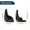Black plastic mud flaps splash guards set with dimensions for Toyota Carina E Corona 1992-1997 shown in a pair