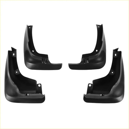 Set of four black plastic mud flaps splash guards for toyota carina e corona 1992-1997 shown from back side