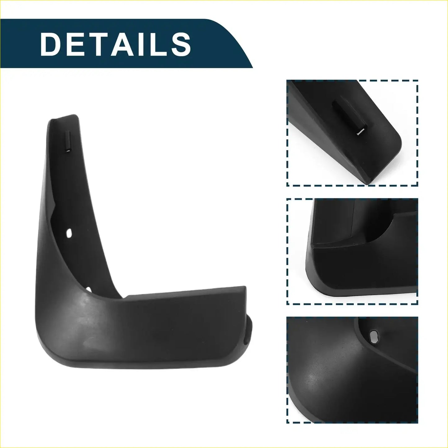 Black plastic mud flap with molded contours and mounting holes for toyota previa xr50 2006-2021 back side view