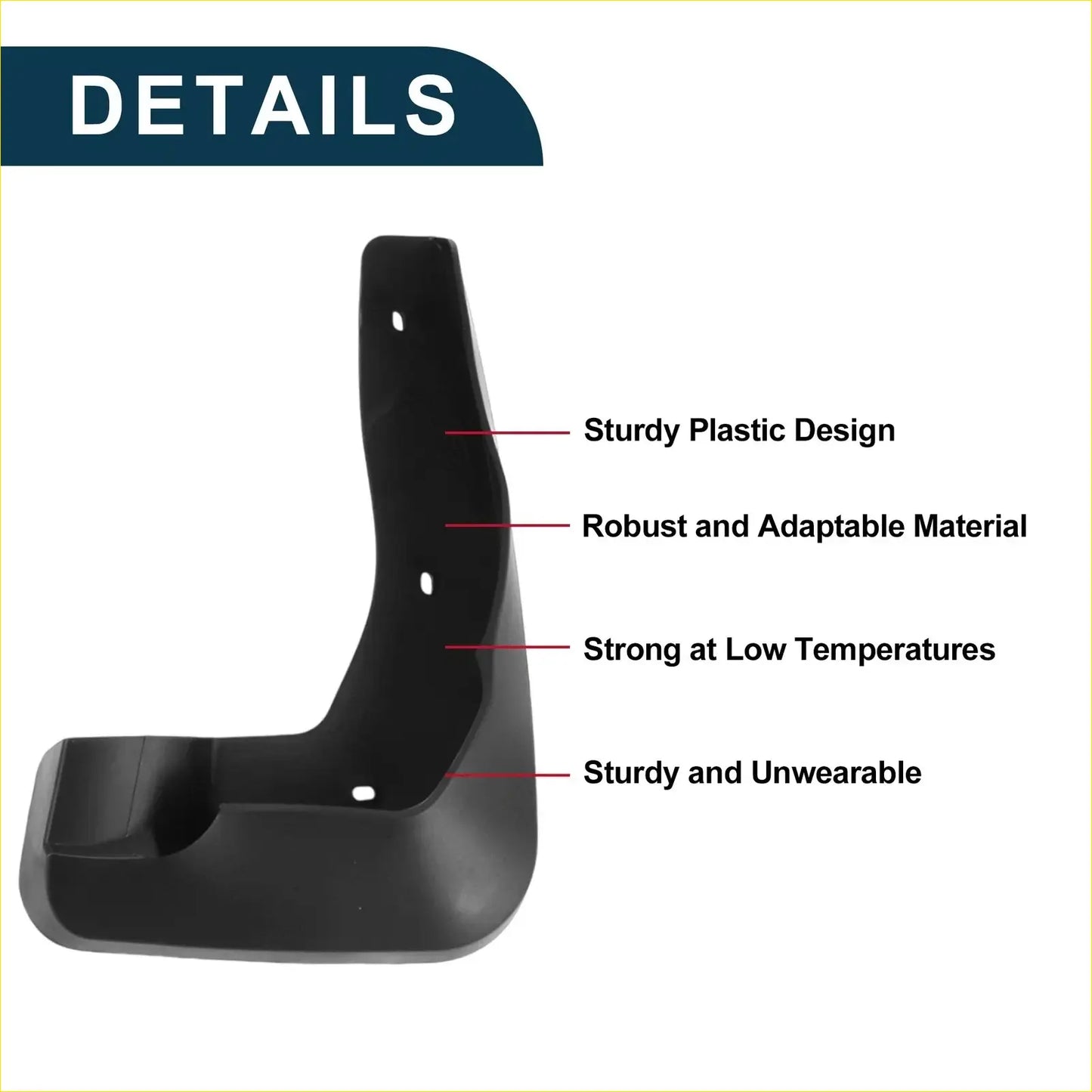 Black plastic mud flap with sturdy l-shaped design for toyota previa xr50 splash guard set 2006-2021