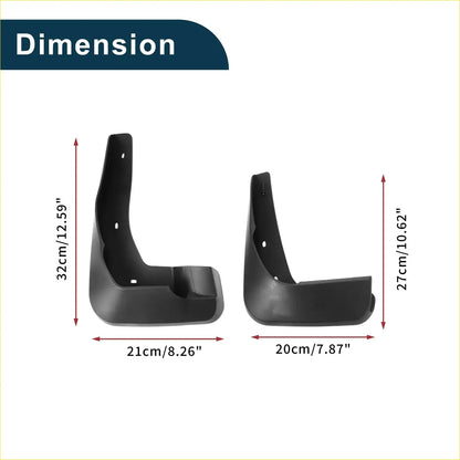 Black plastic mud flaps splash guards set with two sizes and dimensions for toyota previa xr50 2006-2021