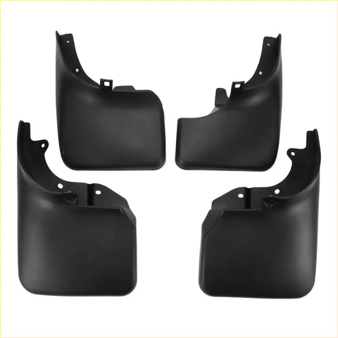Set of four black plastic mud flaps with molded mounting brackets for toyota land cruiser lc80 1990-1997