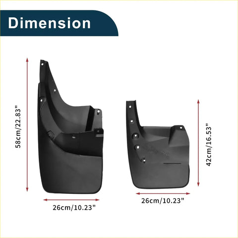 Black plastic mud flaps with mounting holes and molded design for toyota land cruiser prado (2010-2018) protection