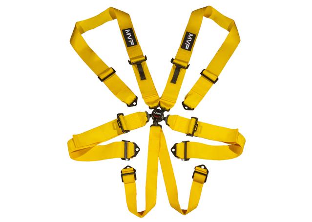 MVP Racing Harness 6 Point 3" Belts Cam Lock Yellow SFI