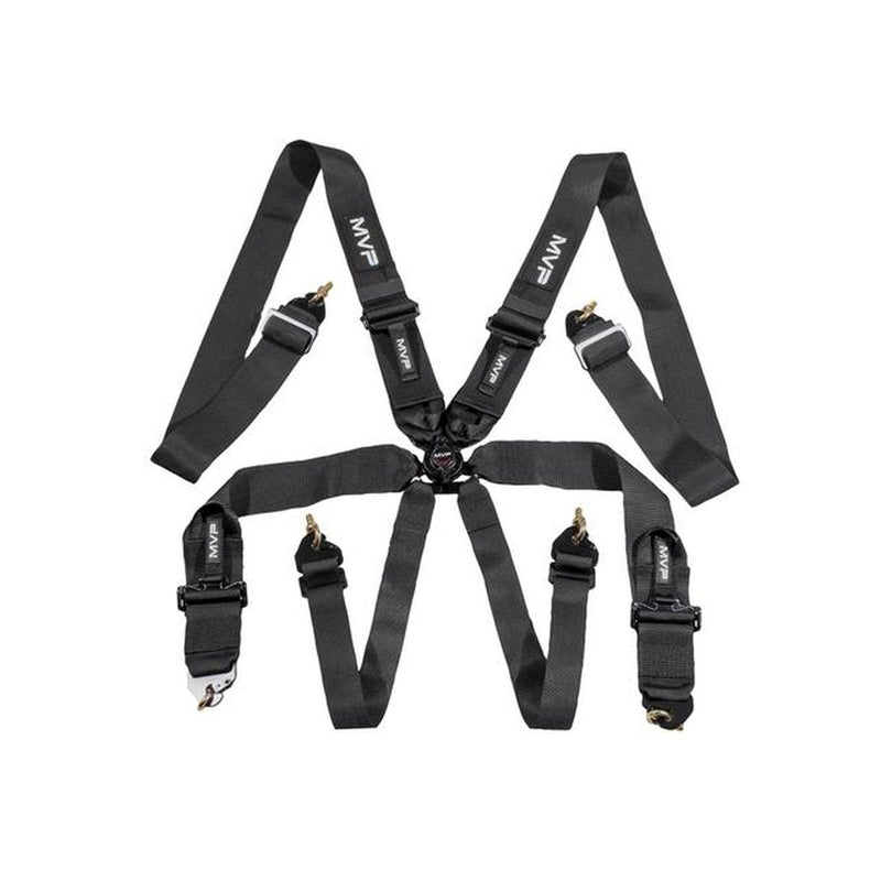 MVP Racing Harness 6 Point 3" Belts Cam Lock Black FIA