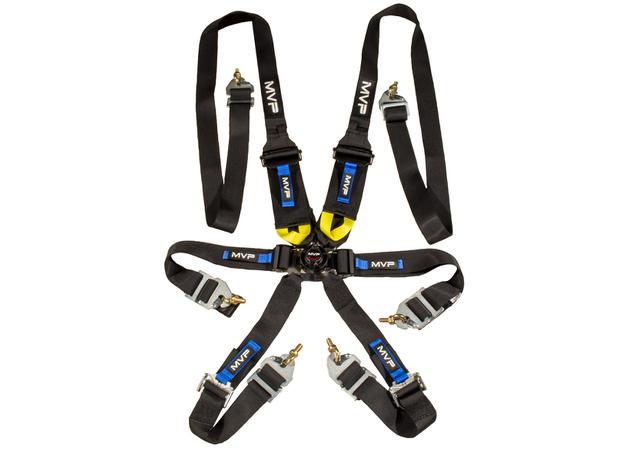 MVP Racing Harness 6 Point 2-3" Hans Belts Cam Lock Black
