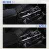 Black glossy center console trim with chrome accents on neoprene car armrest protector cover for toyota tacoma 2016-2022
