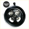 New power steering pump for mitsubishi l200 with black pulley hub and metallic internal parts visible in cut-out sections
