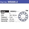 Nice Products Wheel Spacer 5x100-120mm PCD (Pair) WS505-2