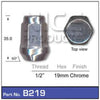 Nice Wheel Nut 1/2" Chrome B219