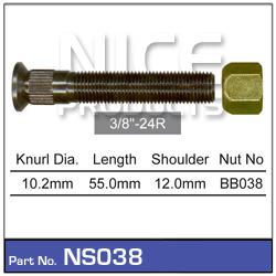 Nice Wheel Stud & Nut 3/8" 55mm NS038