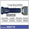 Nice Wheel Stud & Nut 1/2" 43.9mm NS218