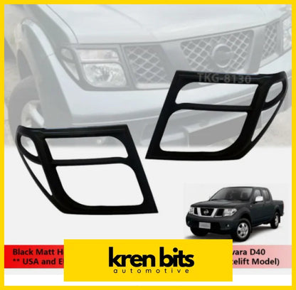 Nissan Navara Frontier D40 05-13 Black Headlight Trim