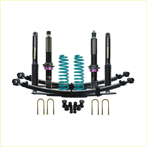 Black and teal coilover suspension kit with purple accents for nissan navara frontier d40 stx550 from 2010 on by dobinsons ims