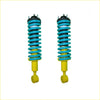 A pair of turquoise and yellow coil-over suspension shocks with black mounts for nissan pathfinder r51 diesel 25l tdi