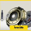 Gold-colored clutch assembly with black friction disc and metallic parts by kren bits for nissan patrol gq 88-99 td42 diesel