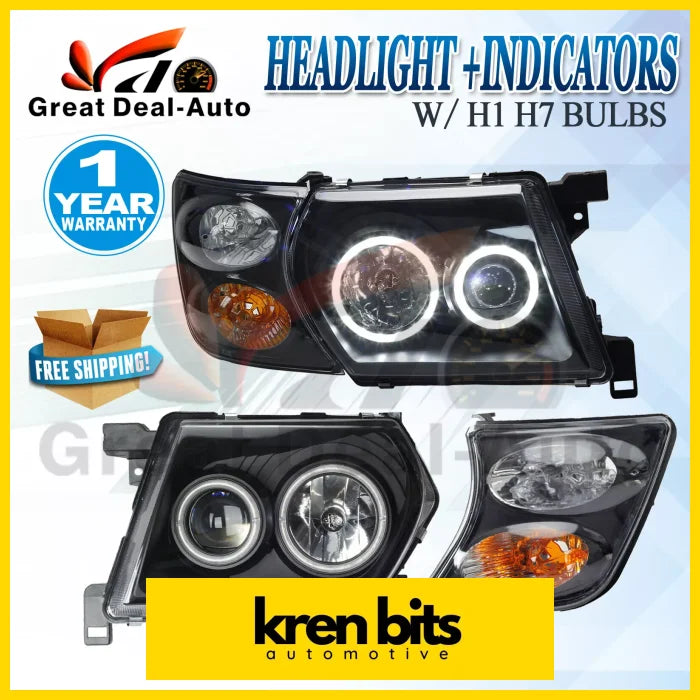 Nissan Patrol/Safari Y61 Led Headlight Kit Angel Eye Blacked