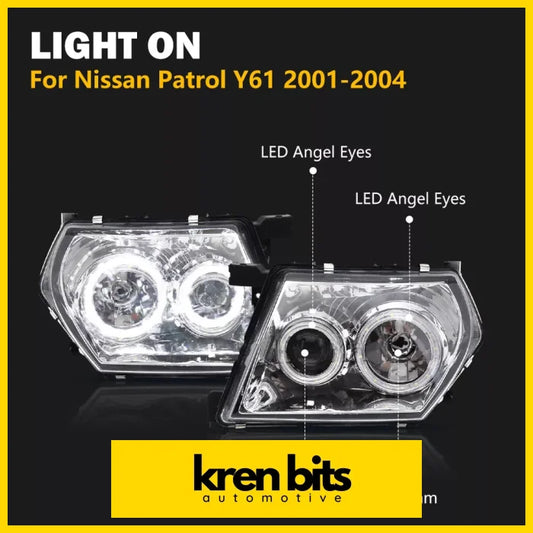 Nissan Patrol/Safari Y61 Led Headlight Kit Angel Eye Crystal