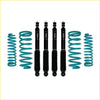 Set of four black ifs shock absorbers with teal coil springs for nissan patrol y60 gq y61 gu from 1987 to 1998