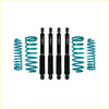 Set of four black sus shock absorbers with teal coil springs for nissan patrol y60 gq y61 gu suspension upgrade