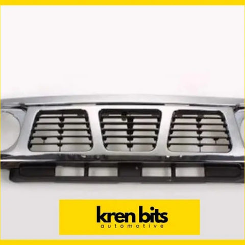 Nissan safari gq y60 chrome grill with three rectangular slatted vents and black lower trim in chrome finish