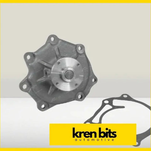Gray metallic nissan safari gq y60 water pump with central hub and six mounting holes shown with gasket