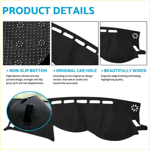 Black high-density silicone non-slip dash mat with cut holes for original features fits Nissan Navara D23 dashboard