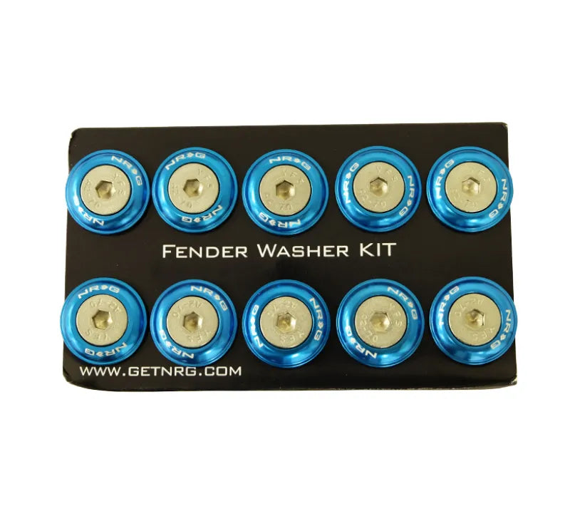 NRG NRG Fender Washer Kit w/Rivets For Plastic (Blue) - Set of 10