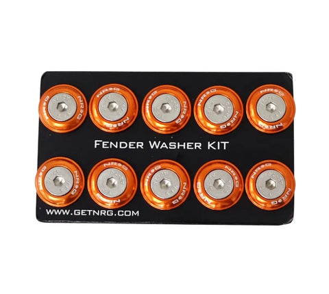 NRG NRG Fender Washer Kit w/Rivets For Plastic (Orange) - Set of 10