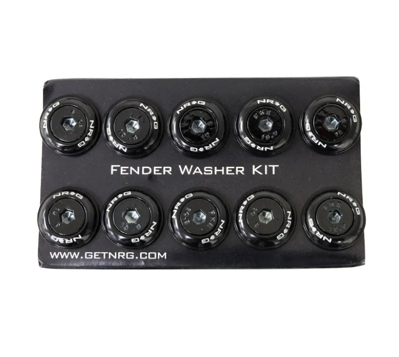 NRG NRG Fender Washer Kit w/Color Matched M6 Bolt Rivets For Plastic (Black) - Set of 10