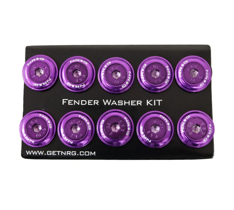 NRG NRG Fender Washer Kit w/Color Matched M6 Bolt Rivets For Plastic (Purple) - Set of 10