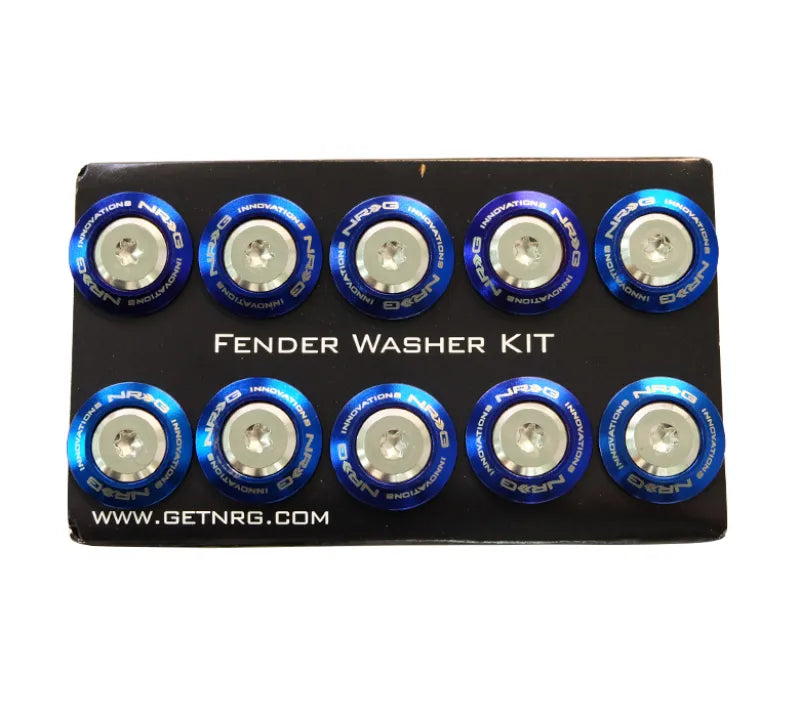 NRG NRG Fender Washer Kit (TI Series) M6 Bolts/SS For Plastic (Silver Washer/TI Burn Screw) - Set of 10
