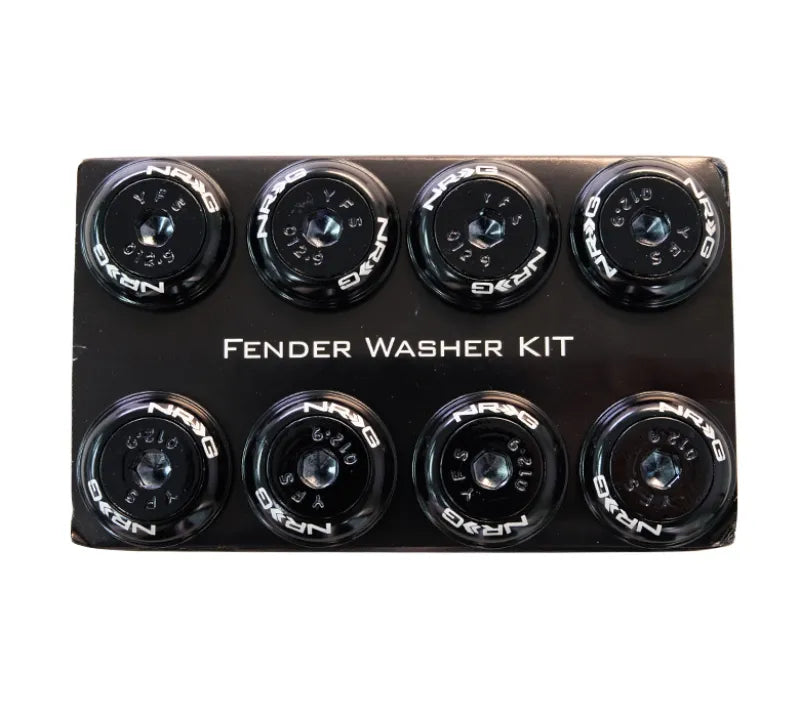 NRG NRG Fender Washer Kit w/Color Matched M8 Bolt Rivets For Plastic (Black) - Set of 8