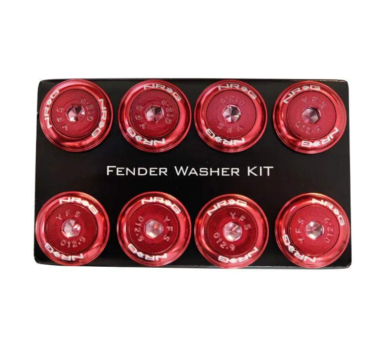NRG NRG Fender Washer Kit w/Color Matched M8 Bolt Rivets For Plastic (Red) - Set of 8
