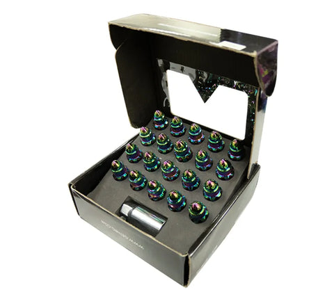 NRG NRG 500 Series M12 X 1.5 Bullet Shape Steel Lug Nut Set - 21 Pc w/Lock Key - Neochrome