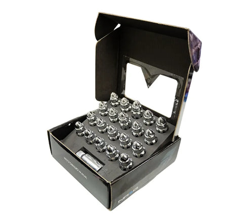 NRG NRG 500 Series M12 X 1.5 Bullet Shape Steel Lug Nut Set - 21 Pc w/Lock Key - Silver