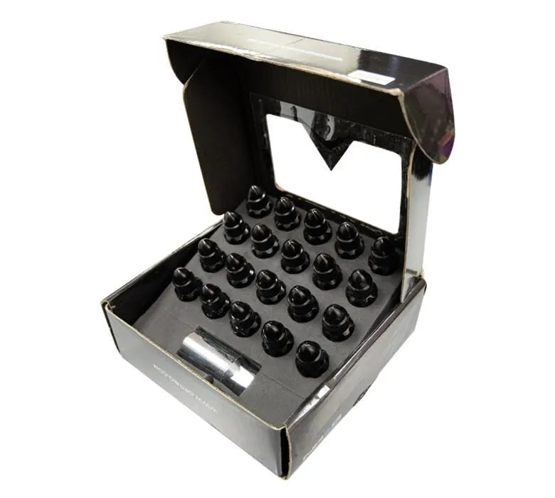 NRG NRG 500 Series M12 X 1.25 Bullet Shape Steel Lug Nut Set - 21 Pc w/Lock Key - Black