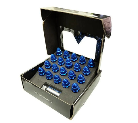 NRG NRG 500 Series M12 X 1.25 Bullet Shape Steel Lug Nut Set - 21 Pc w/Lock Key - Blue