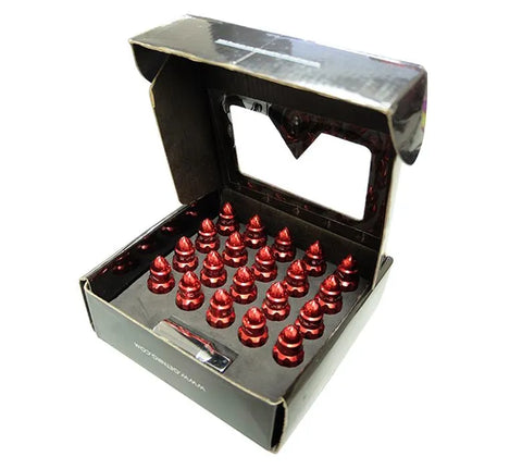 NRG NRG 500 Series M12 X 1.25 Bullet Shape Steel Lug Nut Set - 21 Pc w/Lock Key - Red