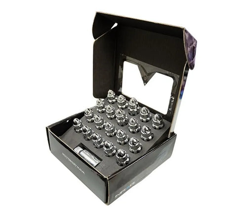 NRG NRG 500 Series M12 X 1.25 Bullet Shape Steel Lug Nut Set - 21 Pc w/Lock Key - Silver