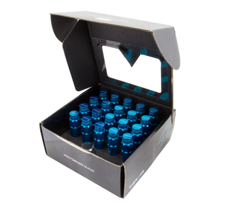 NRG NRG 700 Series M12 X 1.5 Steel Lug Nut w/Dust Cap Cover Set 21 Pc w/Locks & Lock Socket - Blue