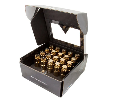 NRG NRG 700 Series M12 X 1.5 Steel Lug Nut w/Dust Cap Cover Set 21 Pc w/Locks & Socket - Chrome Gold (image 2)