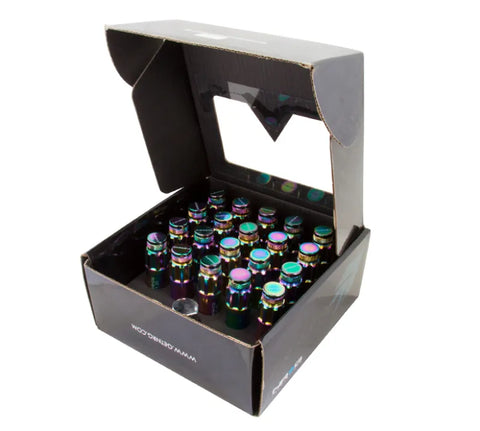 NRG NRG 700 Series M12 X 1.5 Steel Lug Nut w/Dust Cap Cover Set 21 Pc w/Locks & Lock Socket - Neochrome