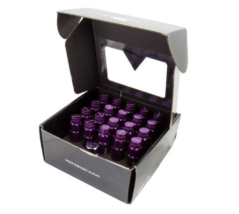 NRG NRG 700 Series M12 X 1.5 Steel Lug Nut w/Dust Cap Cover Set 21 Pc w/Locks & Lock Socket - Purple