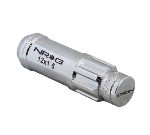 NRG NRG 700 Series M12 X 1.5 Steel Lug Nut w/Dust Cap Cover Set 21 Pc w/Locks & Lock Socket - Silver