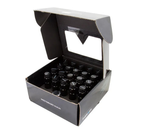 NRG NRG 700 Series M12 X 1.25 Steel Lug Nut w/Dust Cap Cover Set 21 Pc w/Locks & Lock Socket - Black