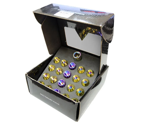 NRG NRG 200 Series M12 X 1.25 Titanium Lug Nut Set - 21 Pc w/Lock Key Socket - Neochrome