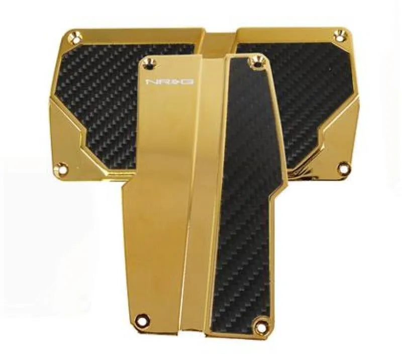 NRG NRG Brushed Aluminum Sport Pedal A/T - Chrome Gold w/Black Carbon