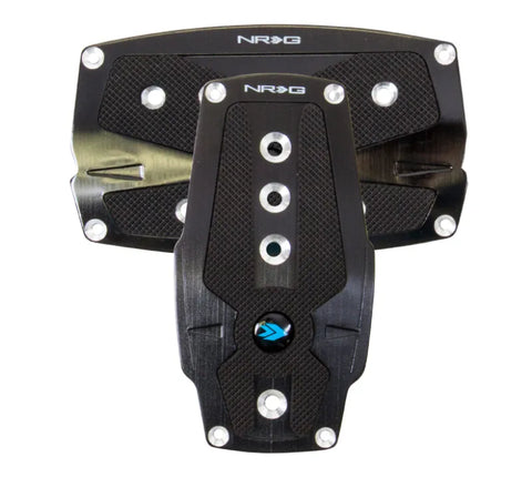NRG NRG Brushed Aluminum Sport Pedal A/T - Black w/Black Rubber Inserts